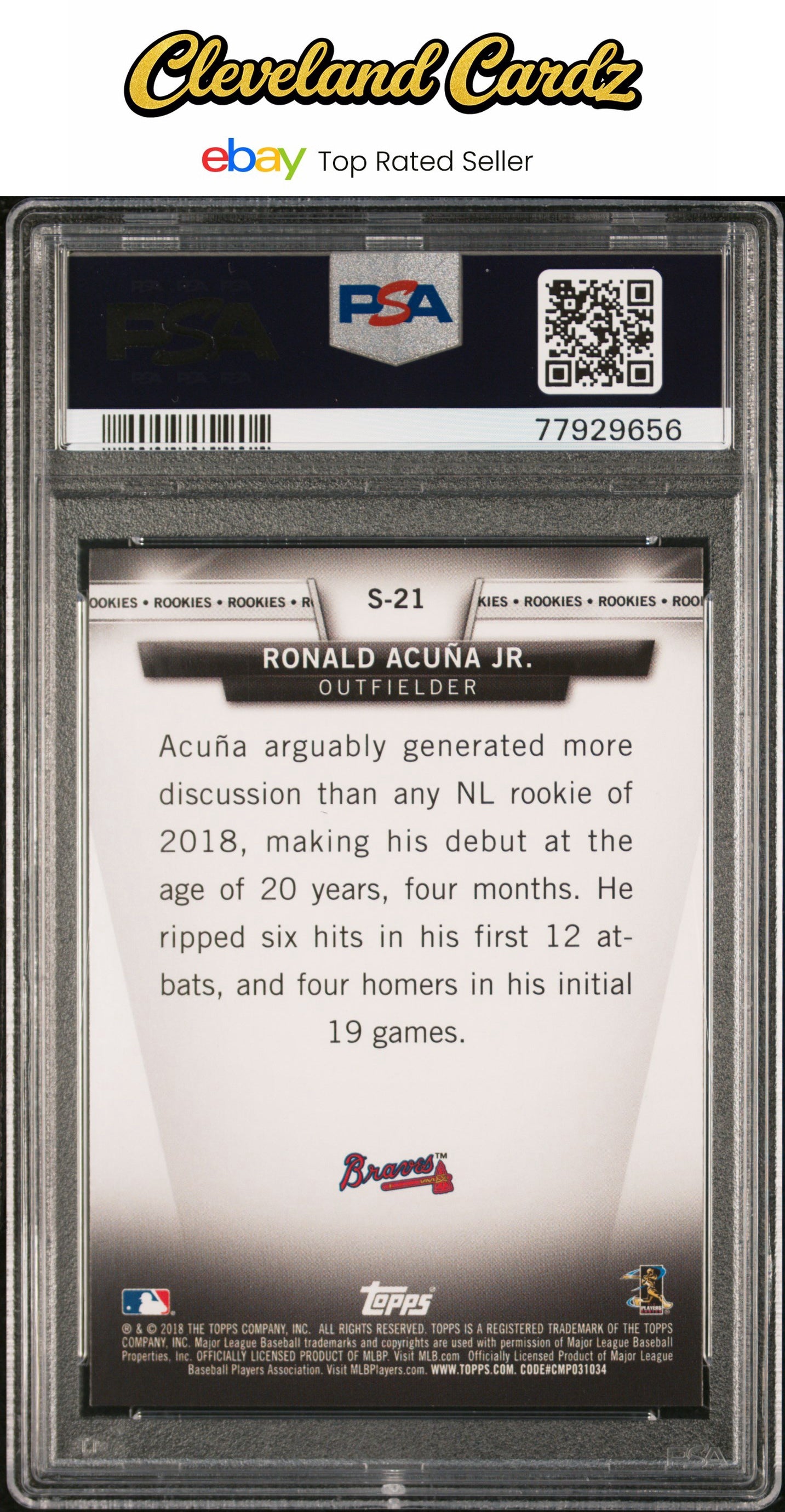 2018 Topps Update Salute #S-21 Ronald Acuna Jr. Salute RC PSA 9
