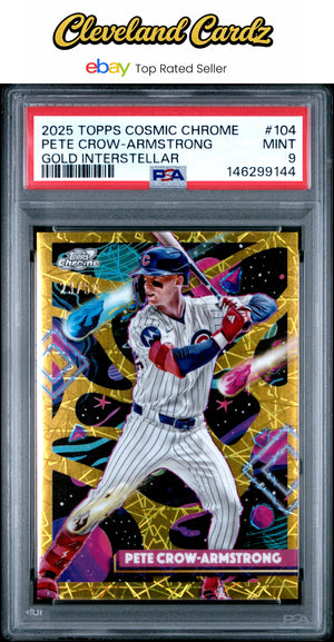 2025 Topps Cosmic Chrome #104 Pete Crow-Armstrong Gold Interstellar #/50 PSA 9