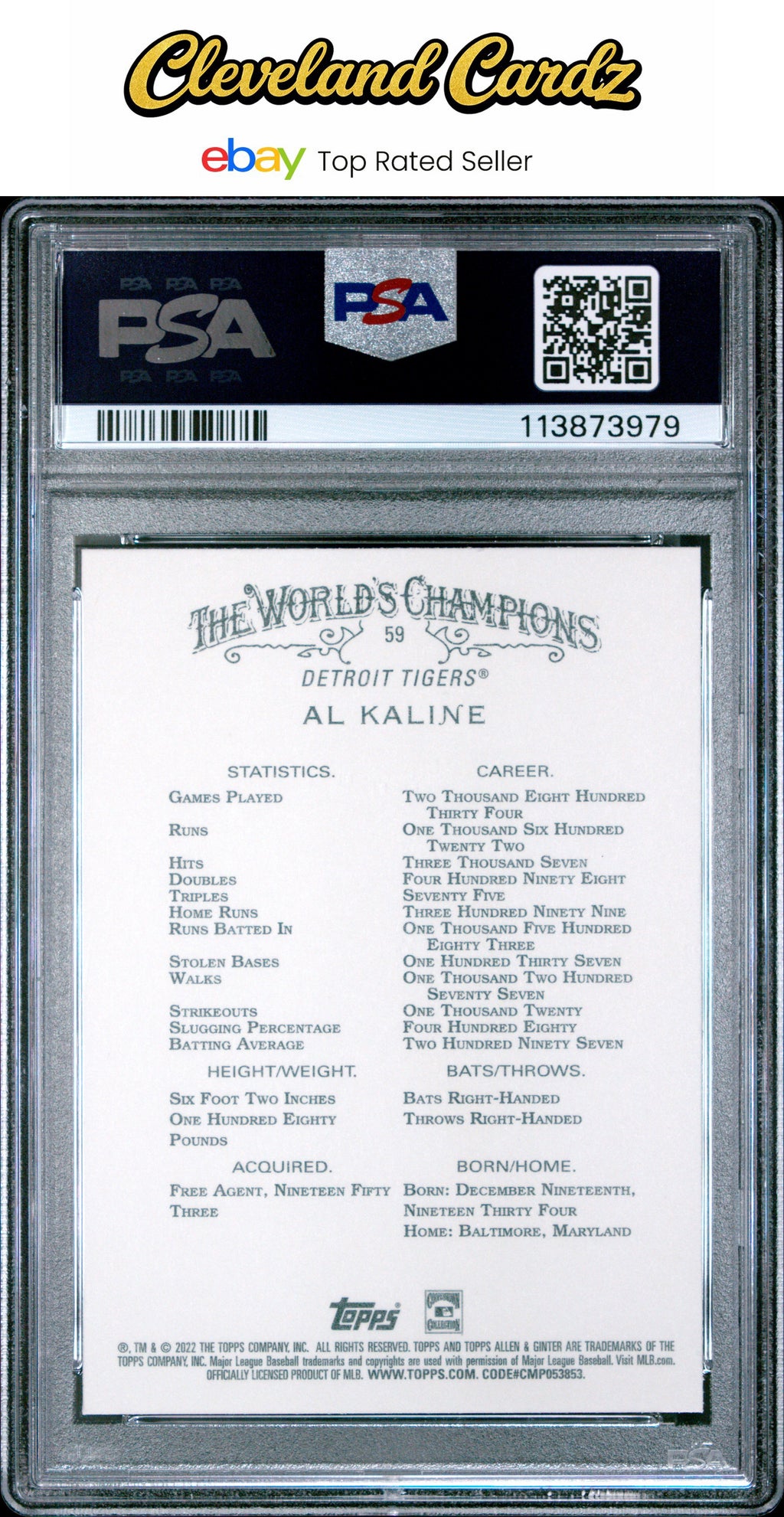 2022 Topps Allen & Ginter X #59 Al Kaline PSA 9