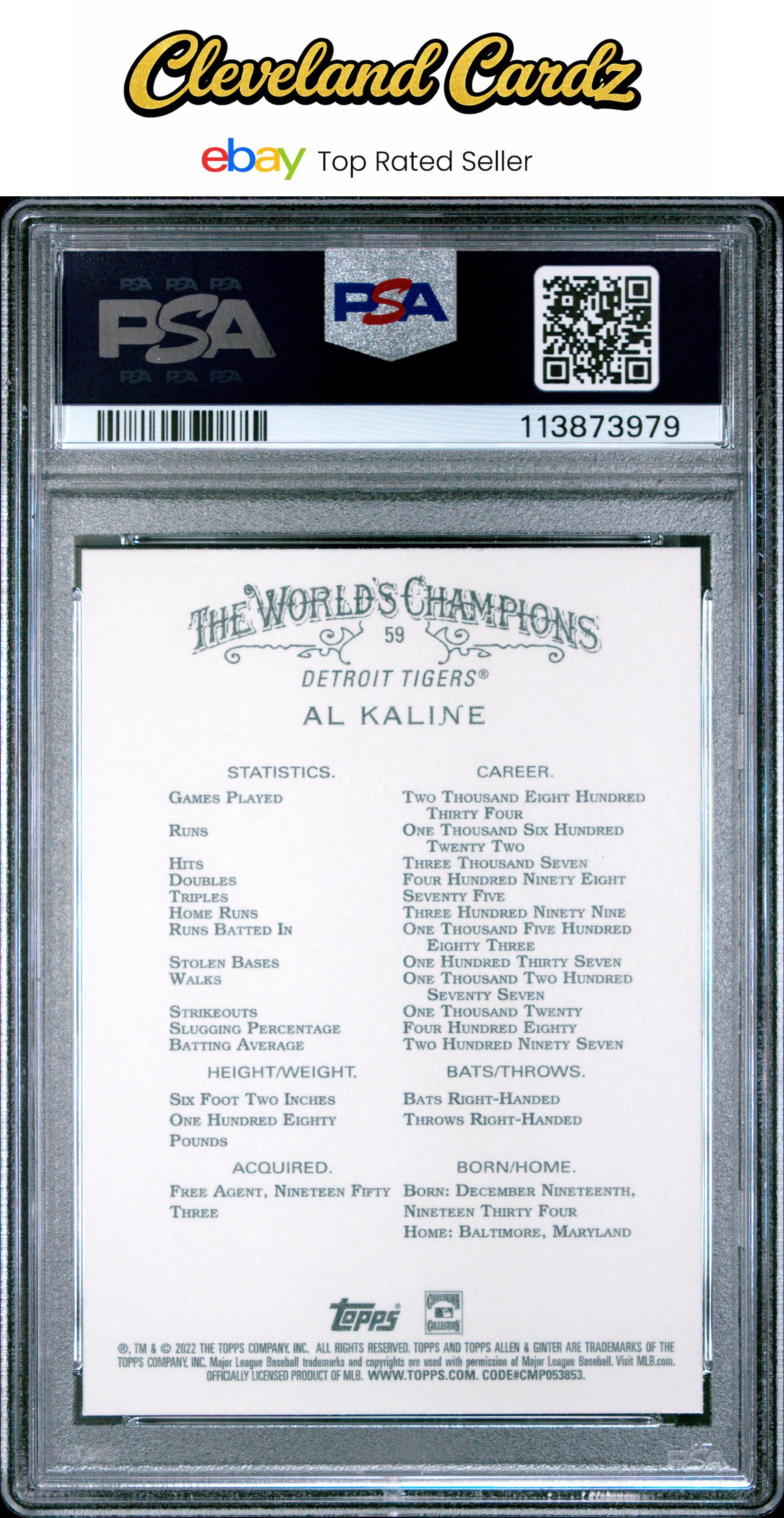 2022 Topps Allen & Ginter X #59 Al Kaline PSA 9