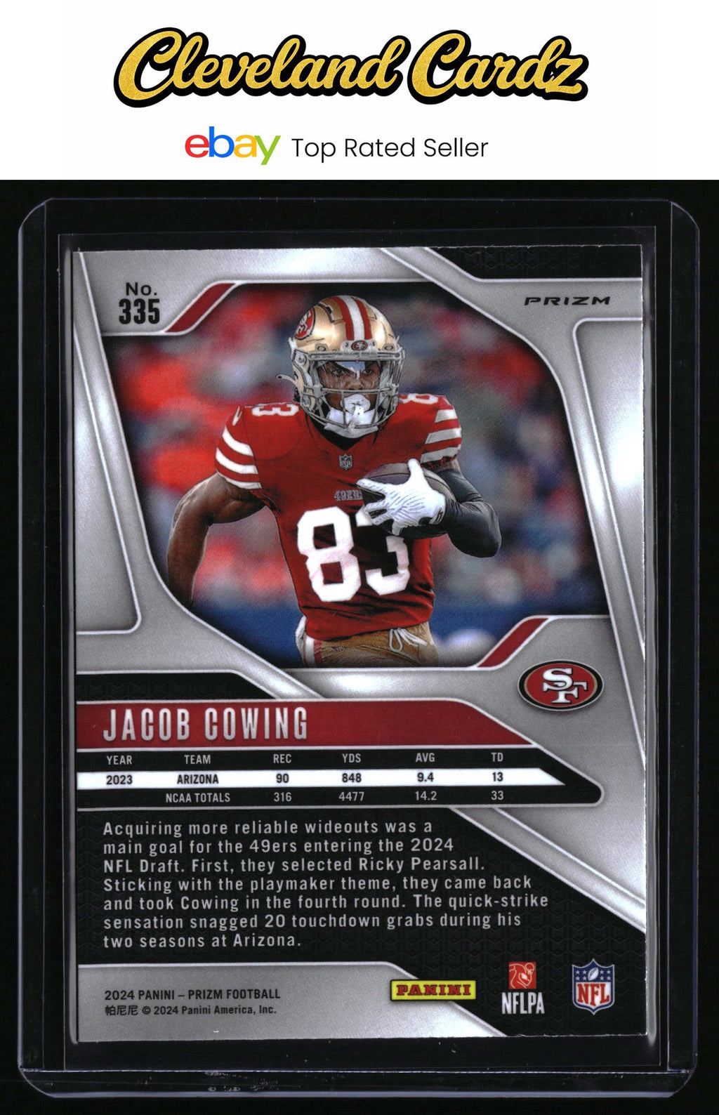 2024 Panini Prizm #335 Jacob Cowing Orange Lazer Prizm RC