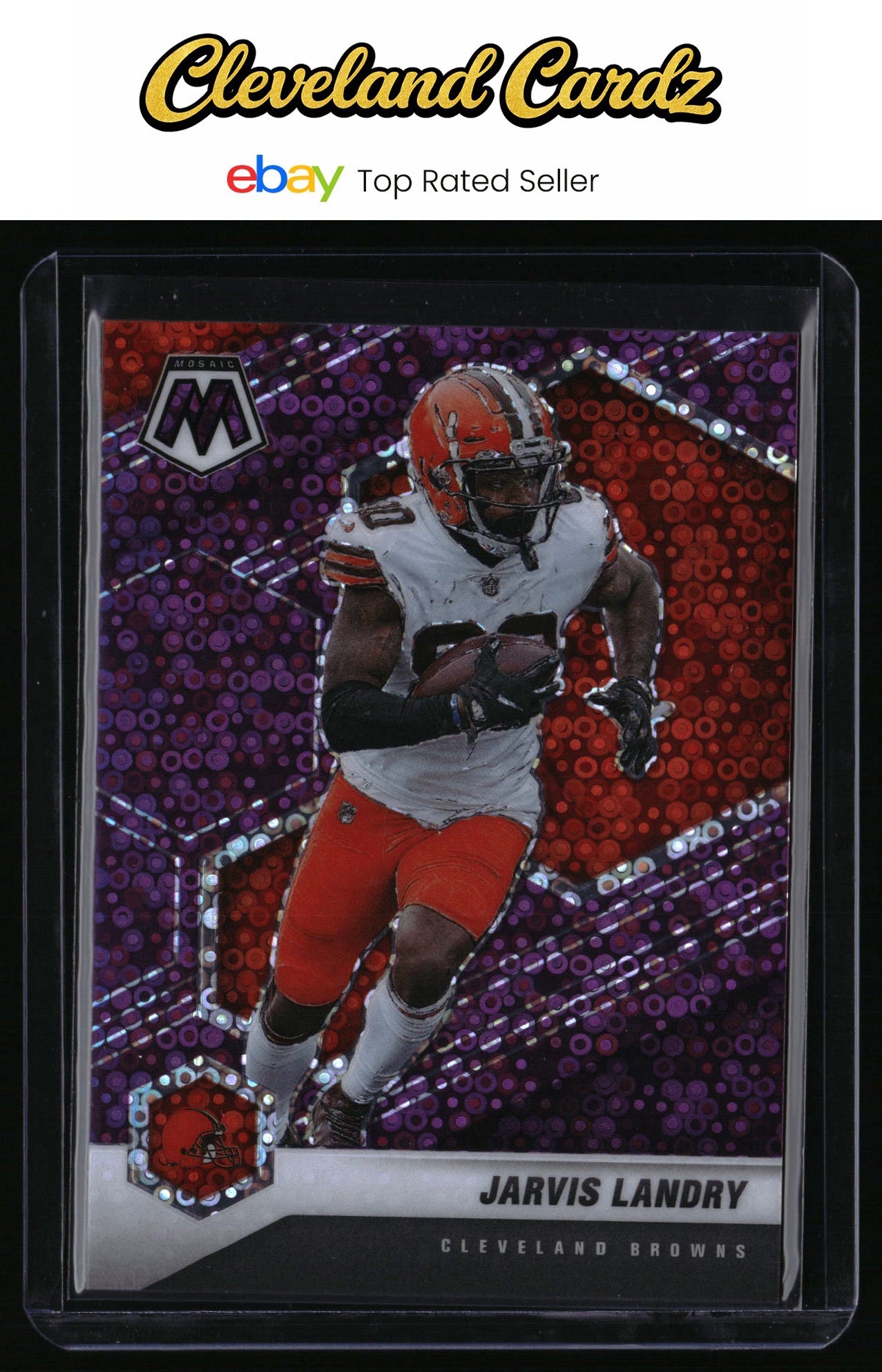 2021 Panini Mosaic #55 Jarvis Landry No Huddle Prizm Purple #/50