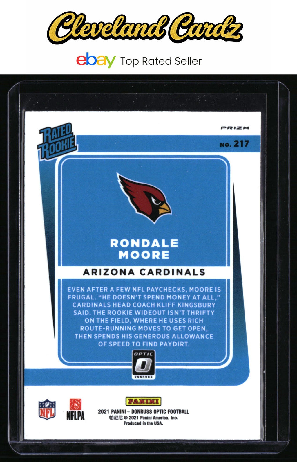 2021 Donruss Optic #217 Rondale Moore Blue Scope Rated Rookie