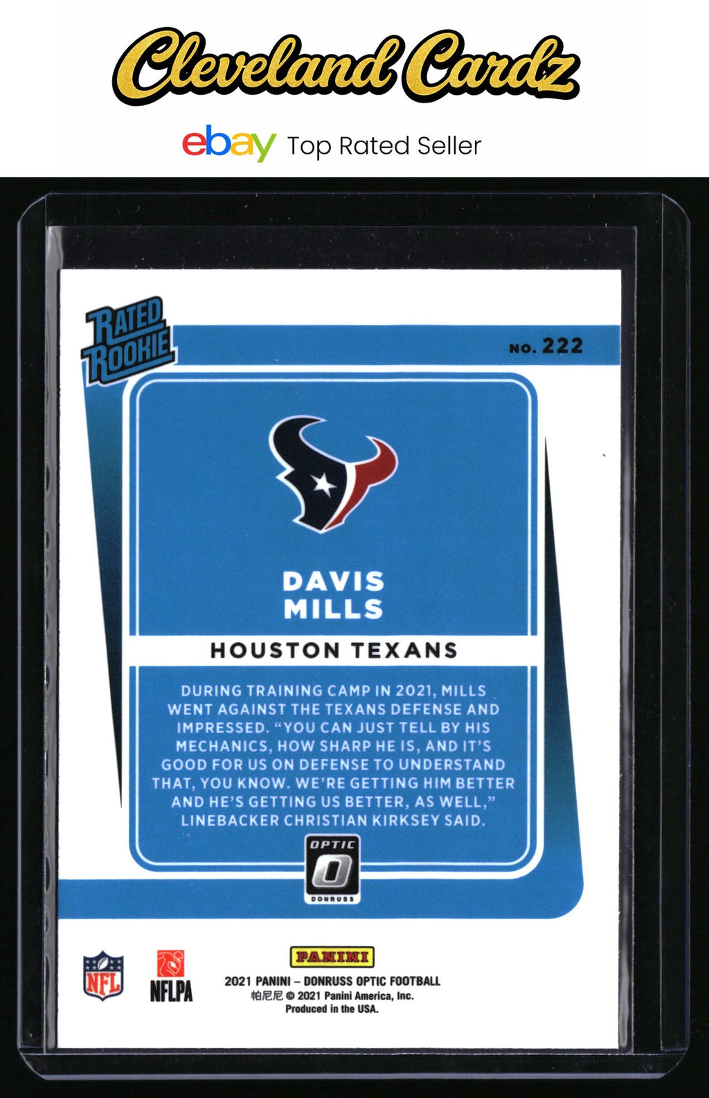 2021 Donruss Optic #222 Davis Mills Rated Rookie