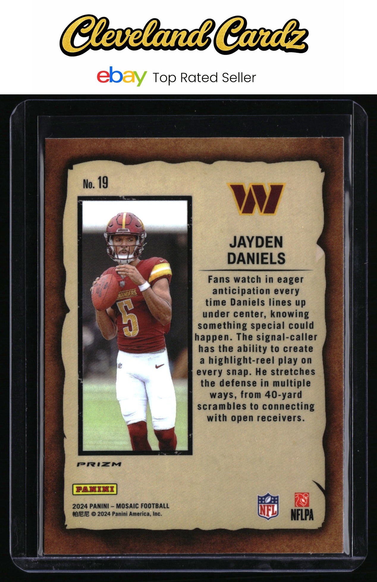 2024 Panini Mosaic #19 Jayden Daniels Notoriety Mosaic Green RC