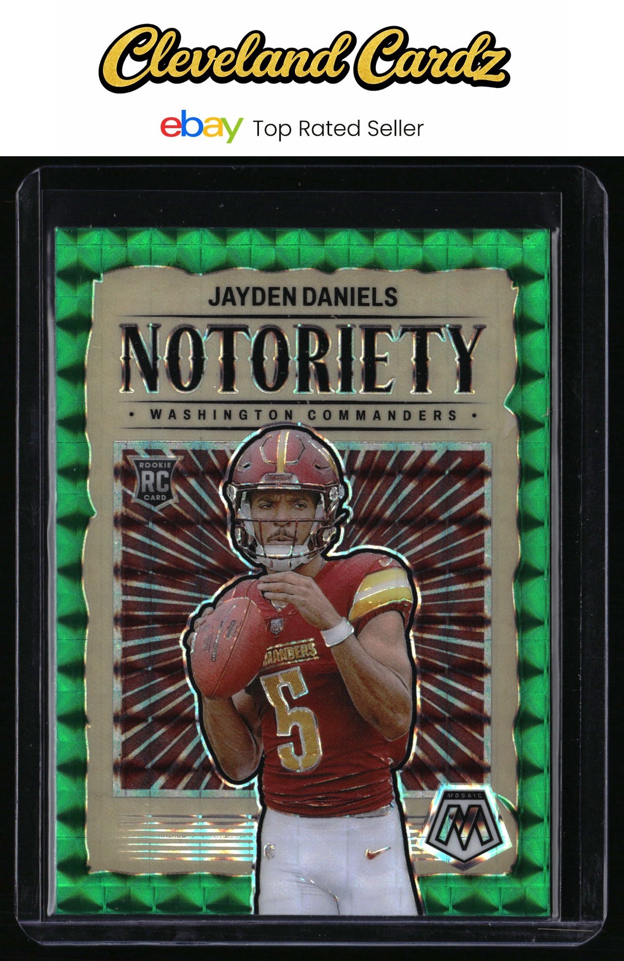 2024 Panini Mosaic #19 Jayden Daniels Notoriety Mosaic Green RC
