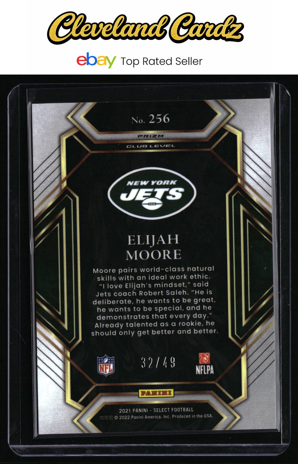 2021 Panini Select #256 Elijah Moore Red Disco Prizm #/49 RC