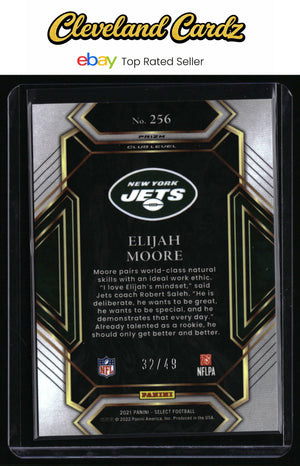 2021 Panini Select #256 Elijah Moore Red Disco Prizm #/49 RC