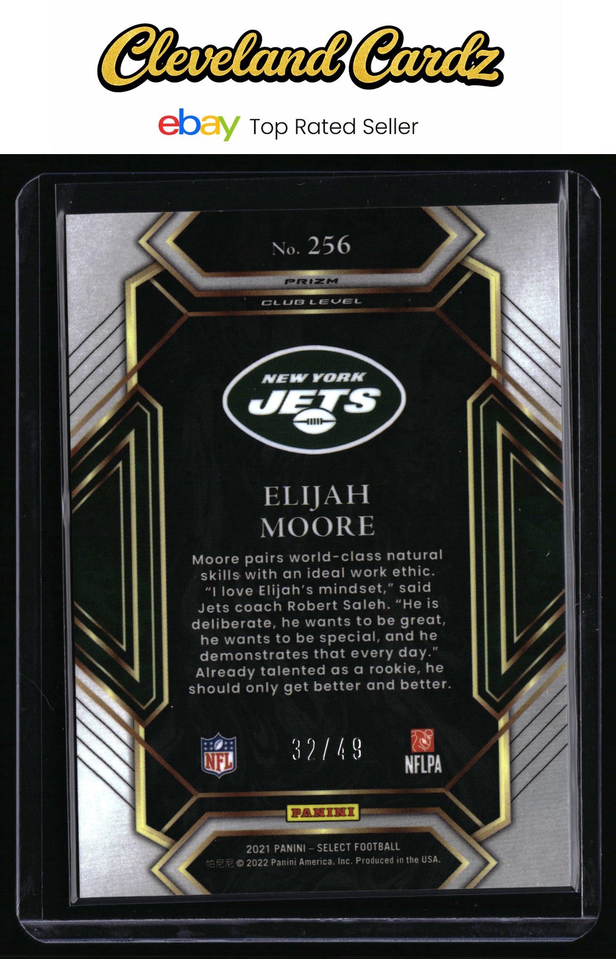 2021 Panini Select #256 Elijah Moore Red Disco Prizm #/49 RC