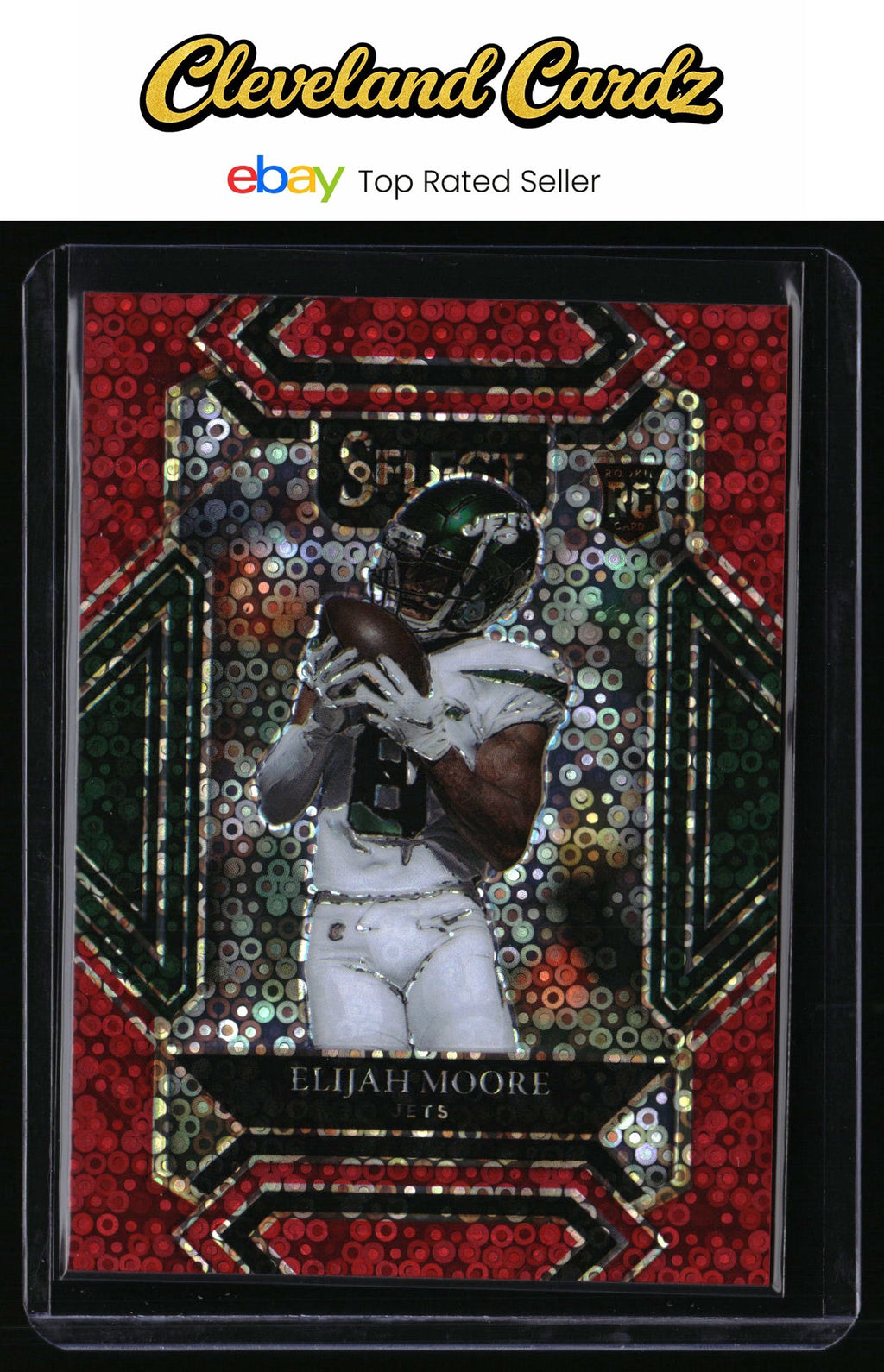 2021 Panini Select #256 Elijah Moore Red Disco Prizm #/49 RC