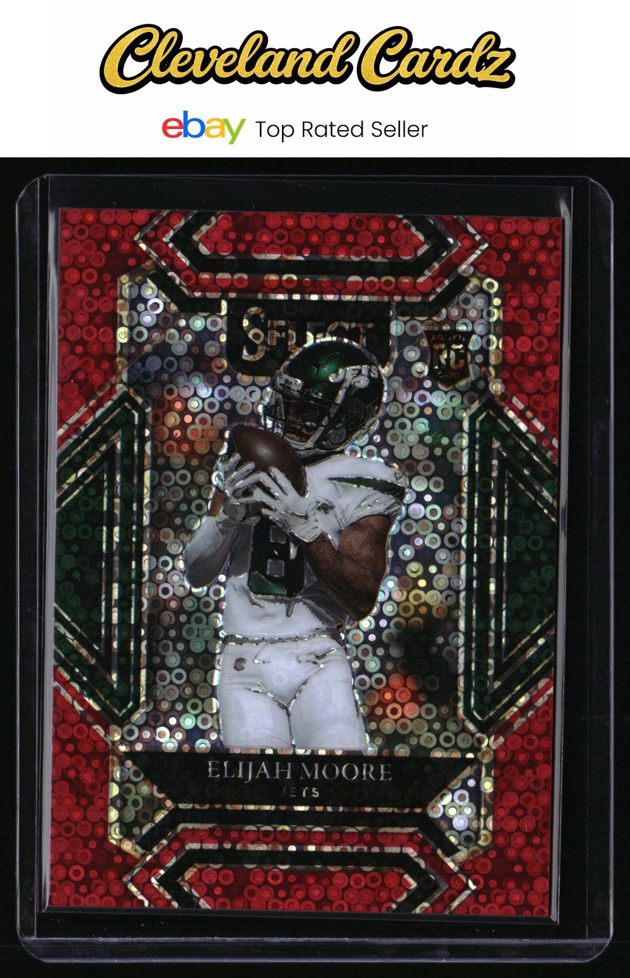 2021 Panini Select #256 Elijah Moore Red Disco Prizm #/49 RC