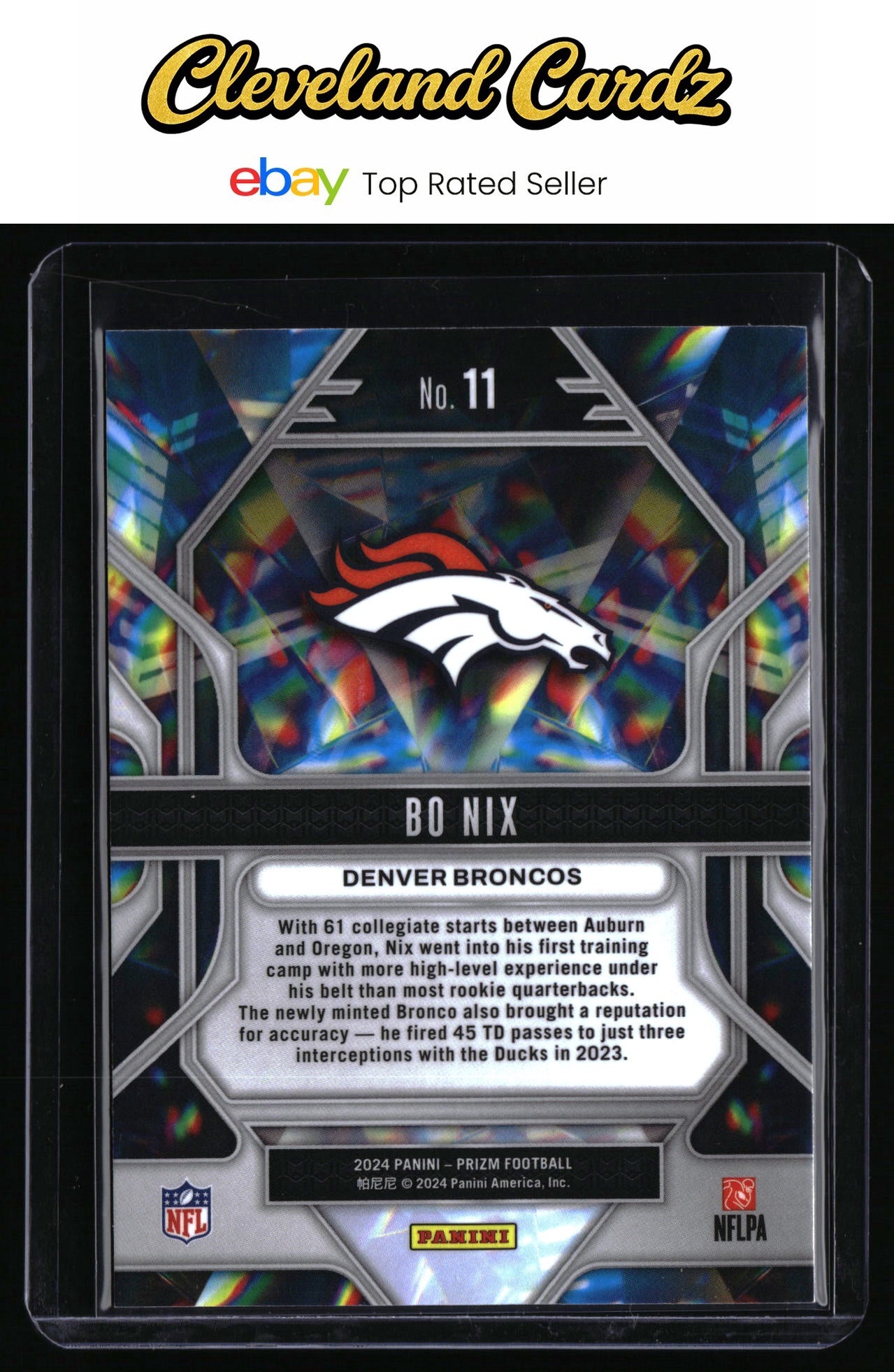 2024 Panini Prizm #11 Bo Nix Prizmatic RC