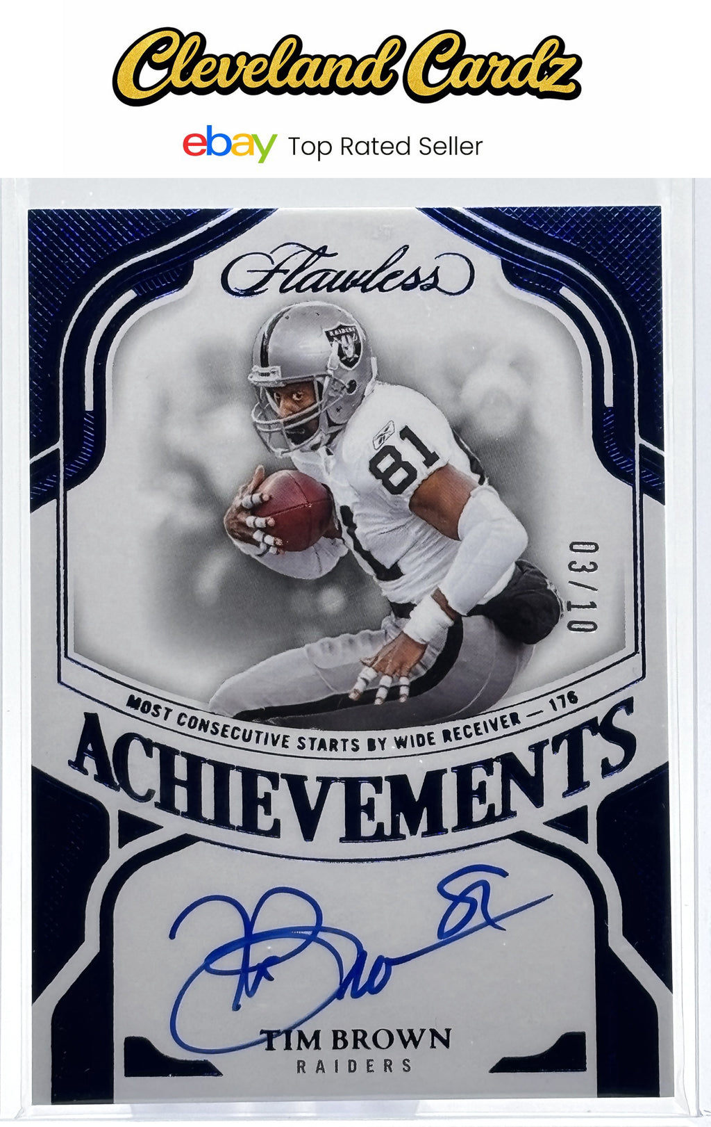 2025 Panini Flawless #FA-TBN Tim Brown Flawless Achievement Auto Sapphire #/10
