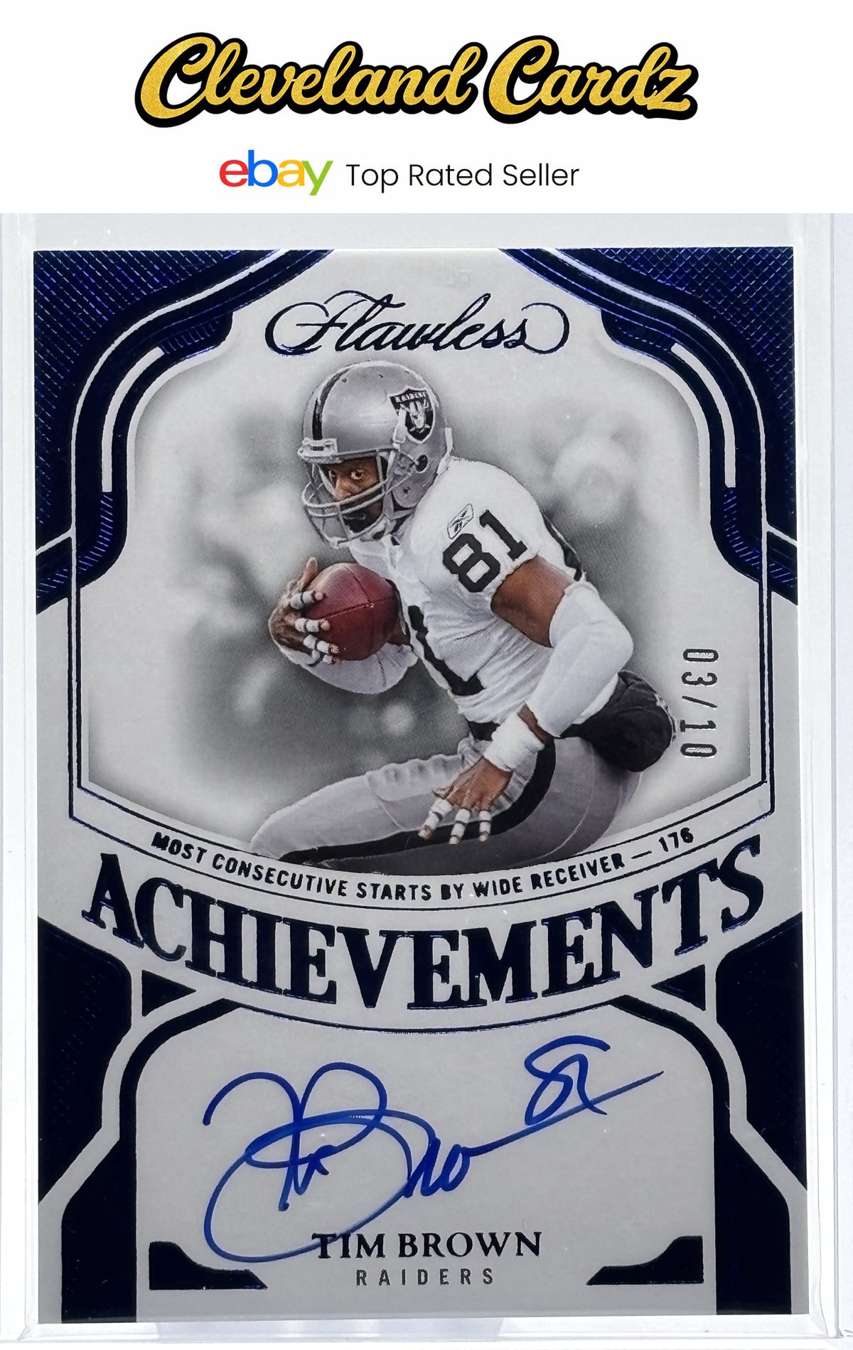 2025 Panini Flawless #FA-TBN Tim Brown Flawless Achievement Auto Sapphire #/10