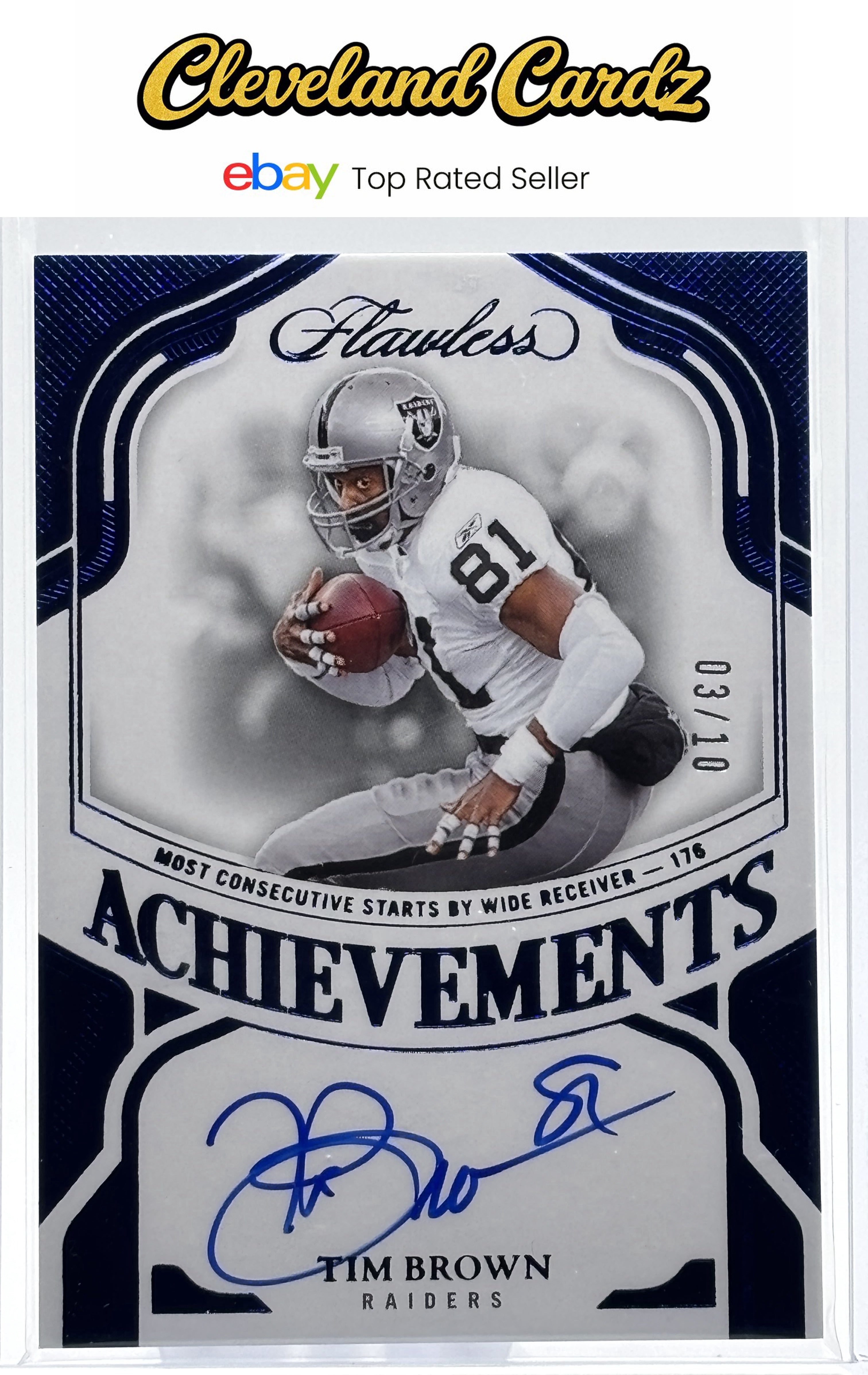 2025 Panini Flawless #FA-TBN Tim Brown Flawless Achievement Auto Sapphire #/10