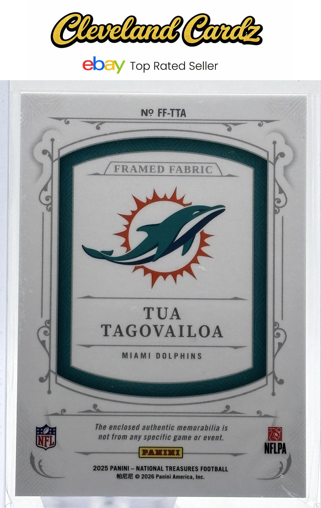 2025 Panini NT #FF-TTA Tua Tagovailoa Framed Fabric Holo Silver #/25