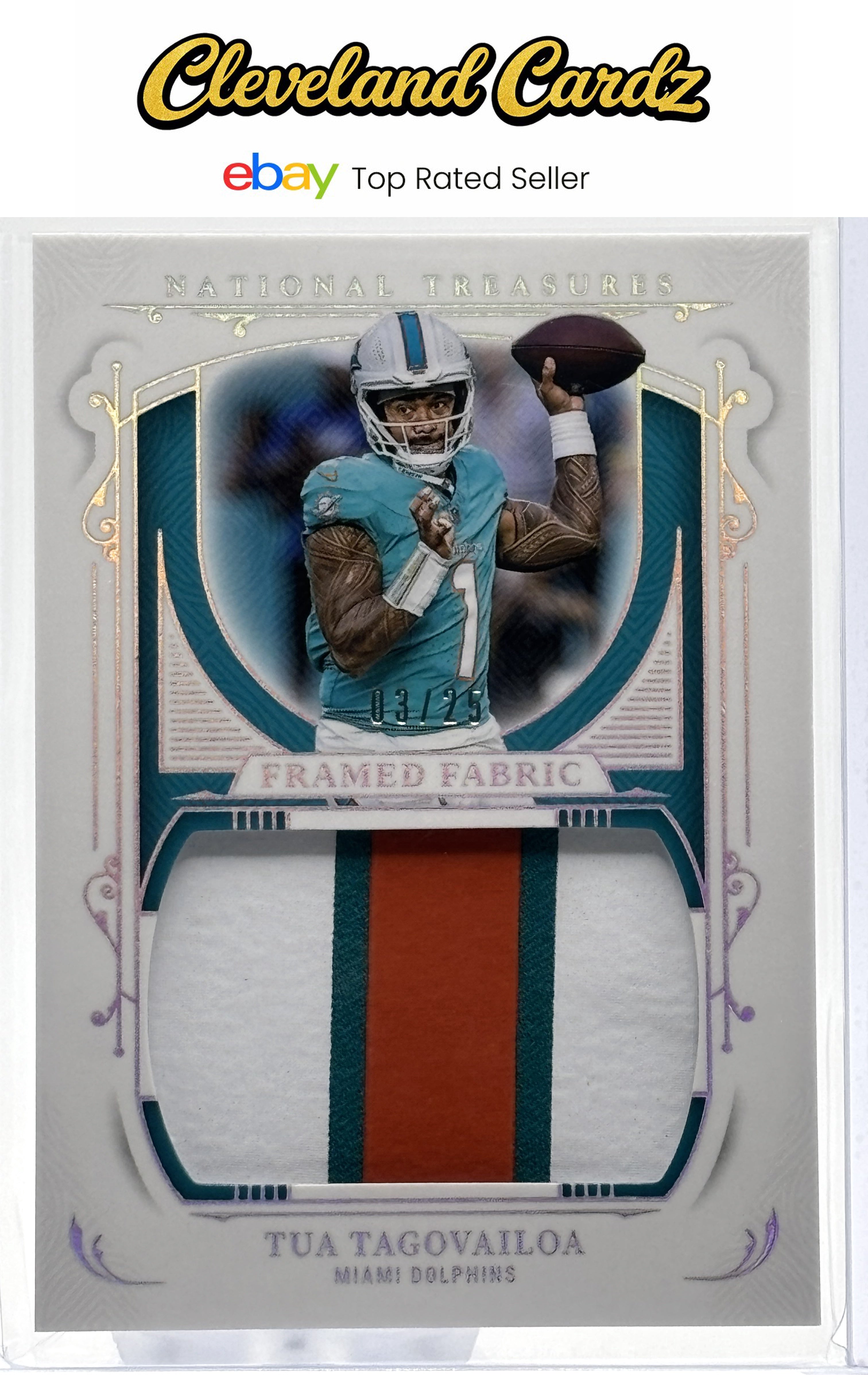 2025 Panini NT #FF-TTA Tua Tagovailoa Framed Fabric Holo Silver #/25