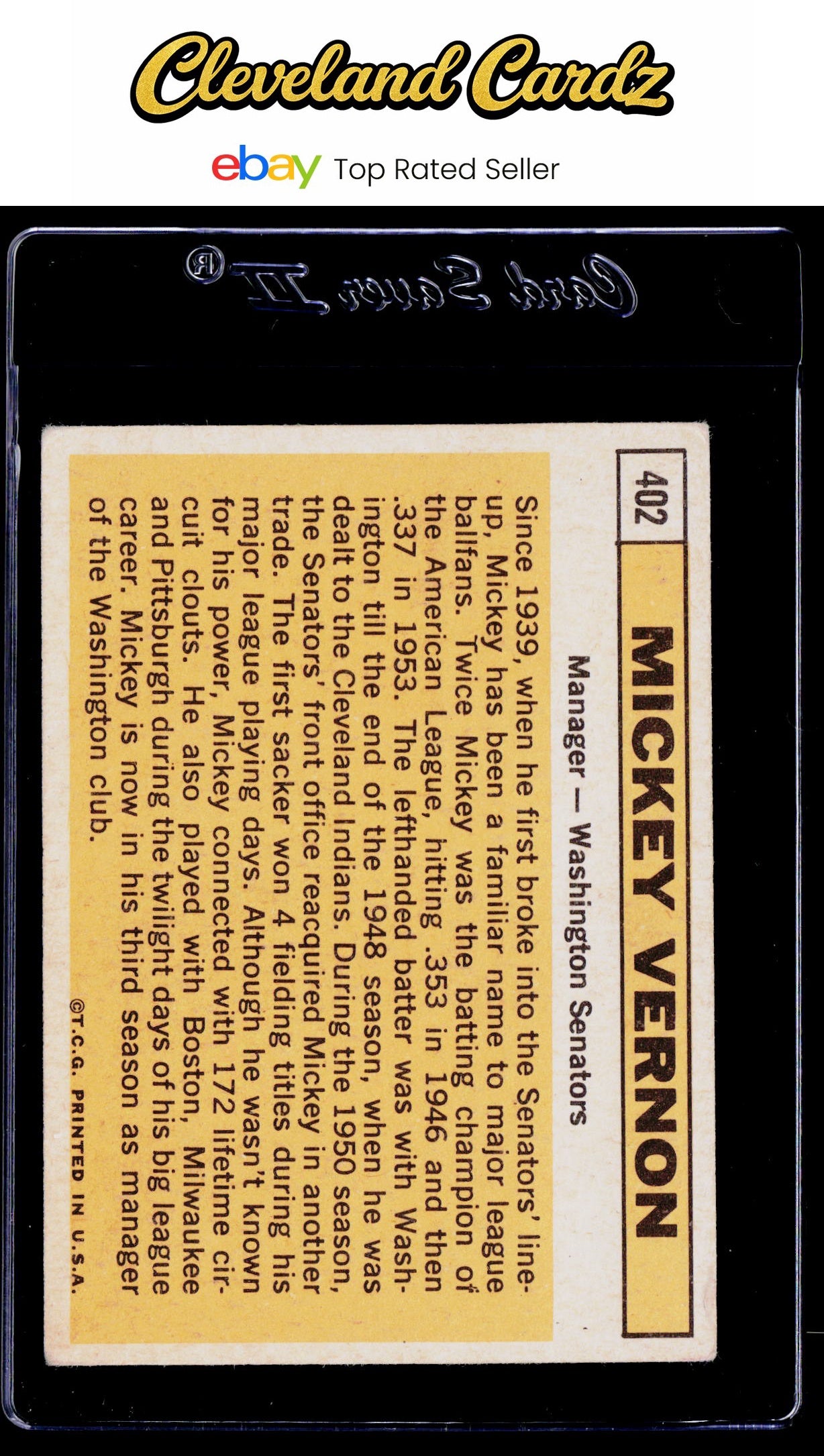 1963 Topps #402 Mickey Vernon
