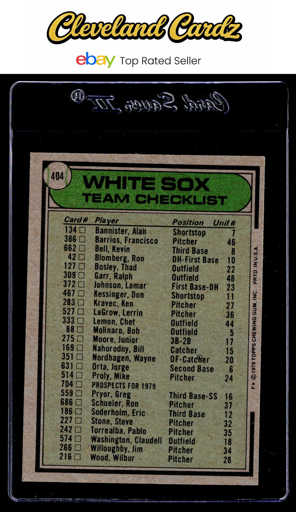 1979 Topps #404 Chicago White Sox / Don Kessinger Team Checklists
