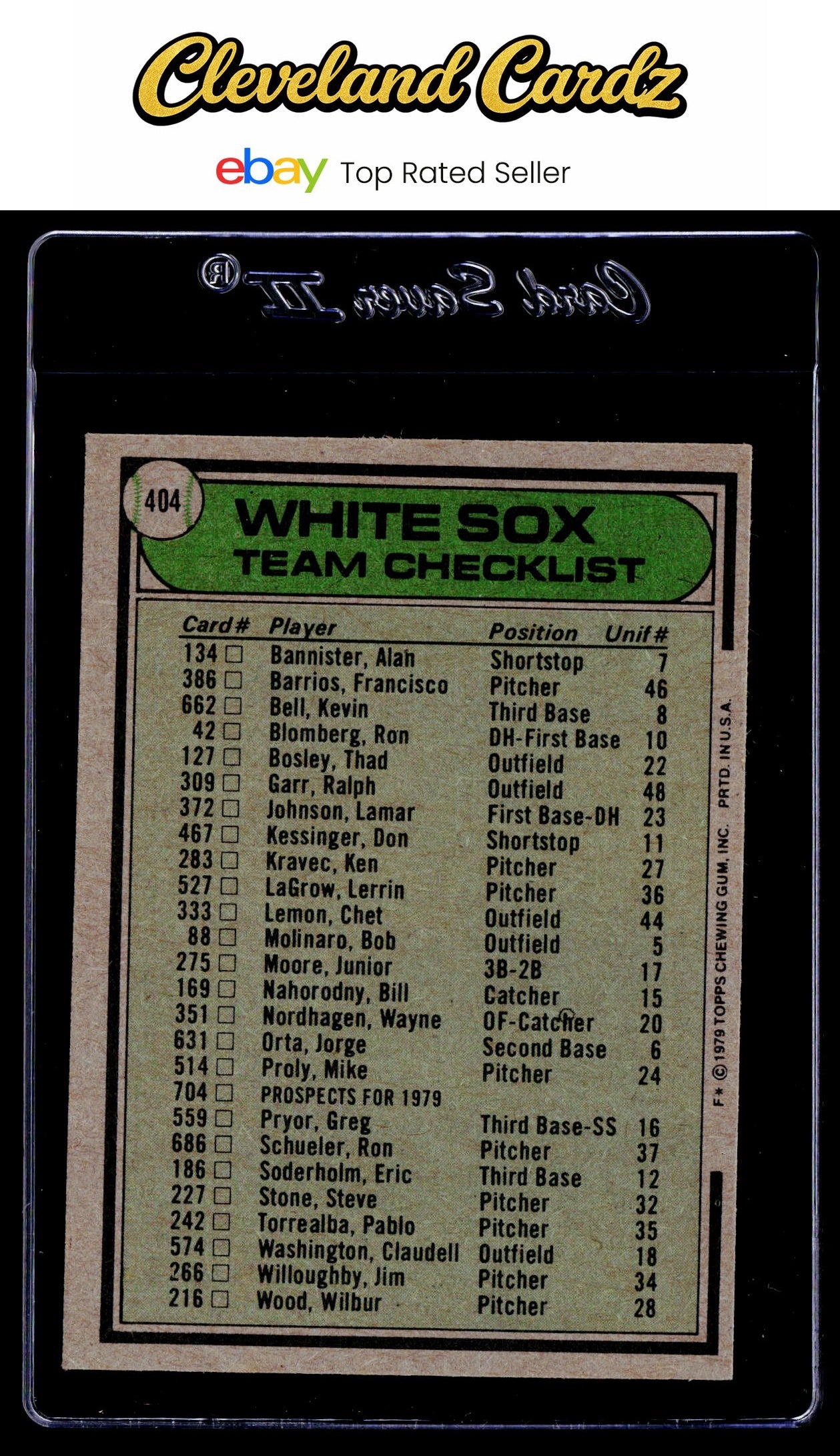 1979 Topps #404 Chicago White Sox / Don Kessinger Team Checklists