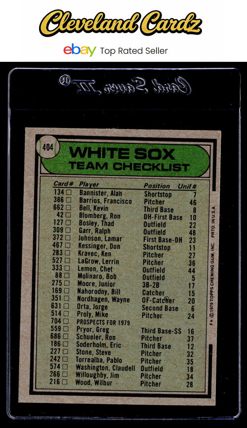 1979 Topps #404 Chicago White Sox / Don Kessinger Team Checklists