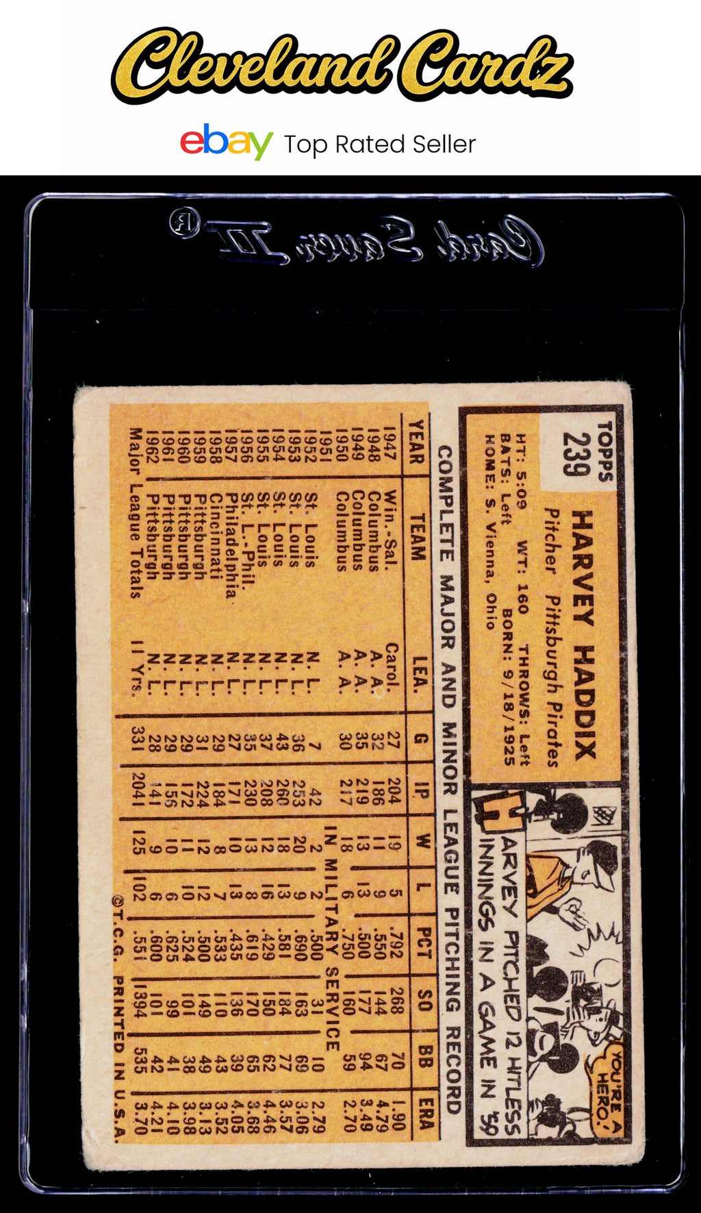 1963 Topps #239 Harvey Haddix