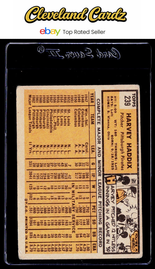 1963 Topps #239 Harvey Haddix