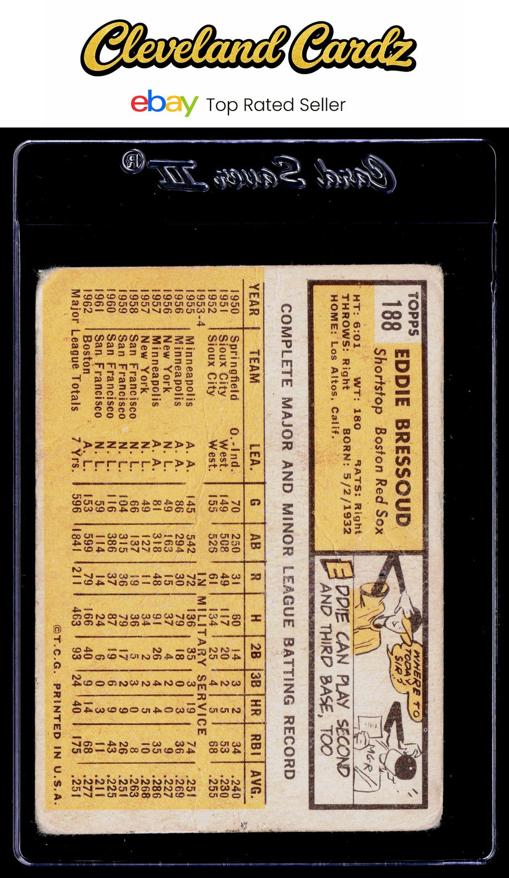 1963 Topps #188 Eddie Bressoud
