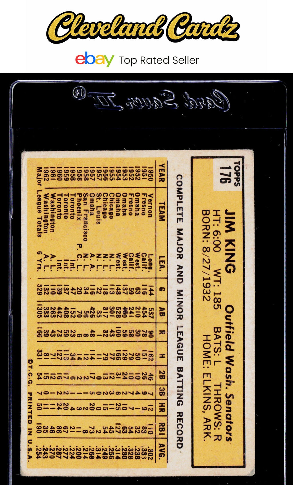1963 Topps #176 Jim King