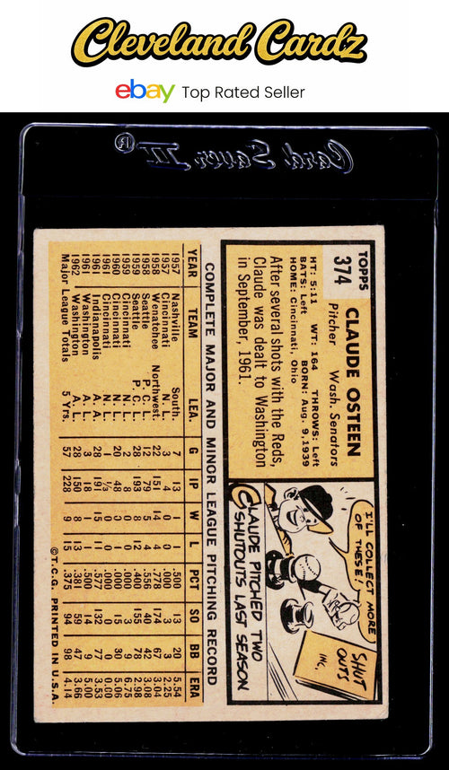 1963 Topps #374 Claude Osteen
