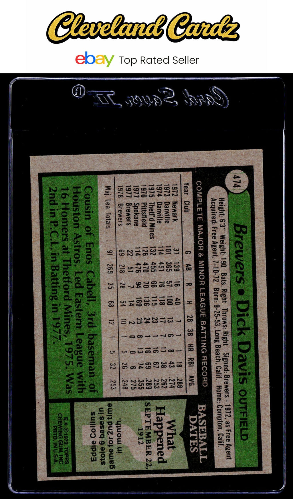1979 Topps #474 Dick Davis RC