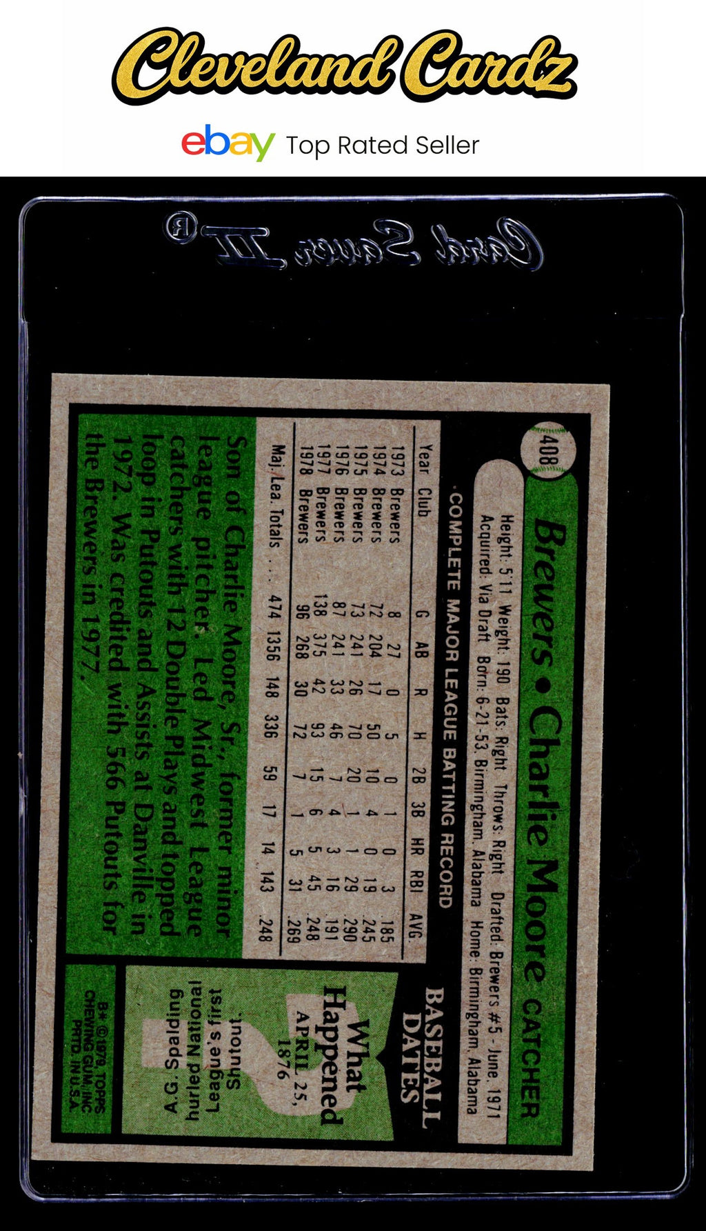 1979 Topps #408 Charlie Moore