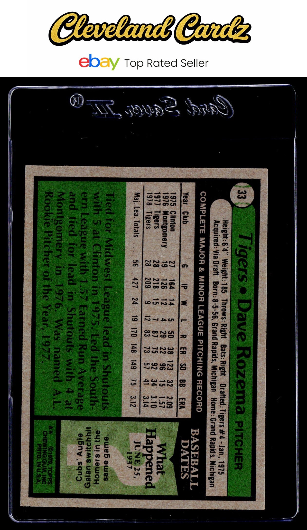 1979 Topps #33 Dave Rozema