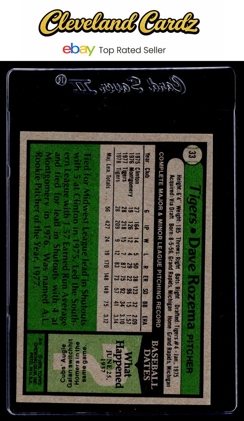 1979 Topps #33 Dave Rozema