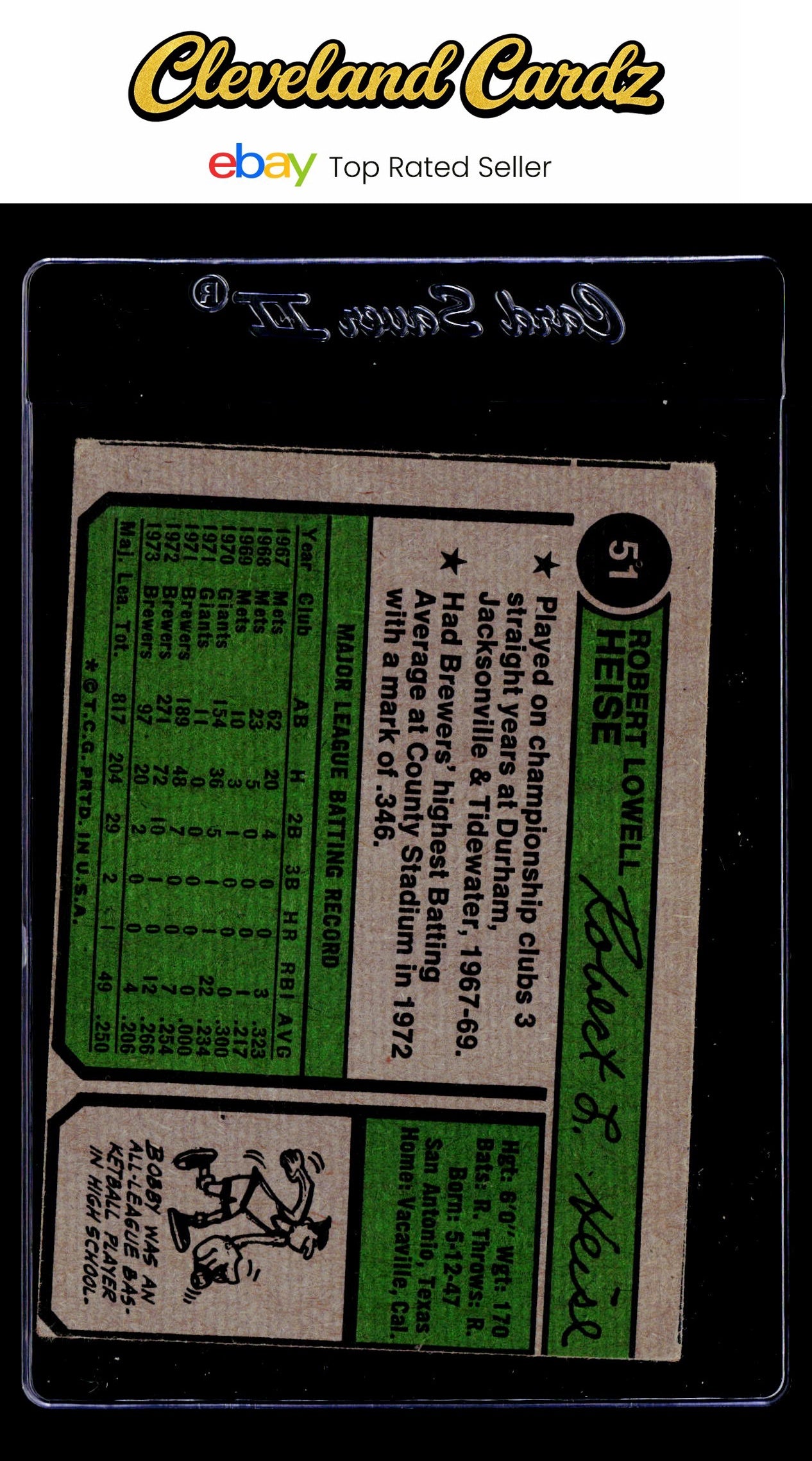 1974 Topps #51 Bobby Heise
