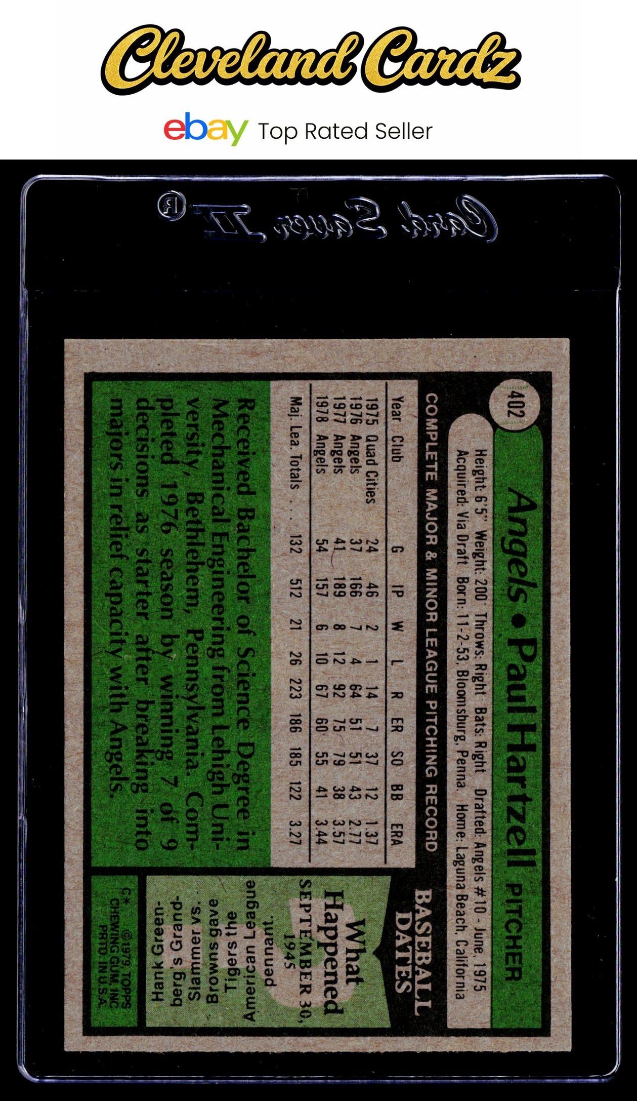 1979 Topps #402 Paul Hartzell
