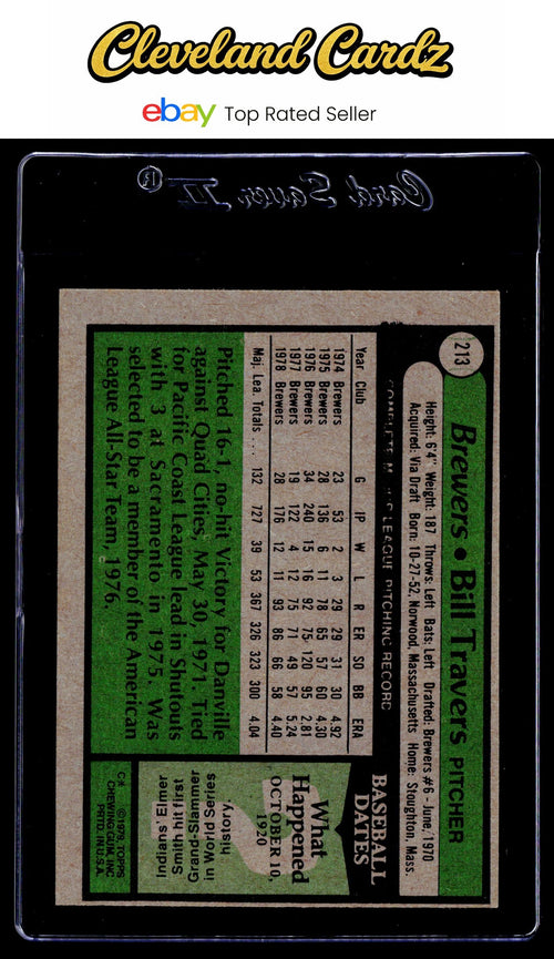 1979 Topps #213 Bill Travers