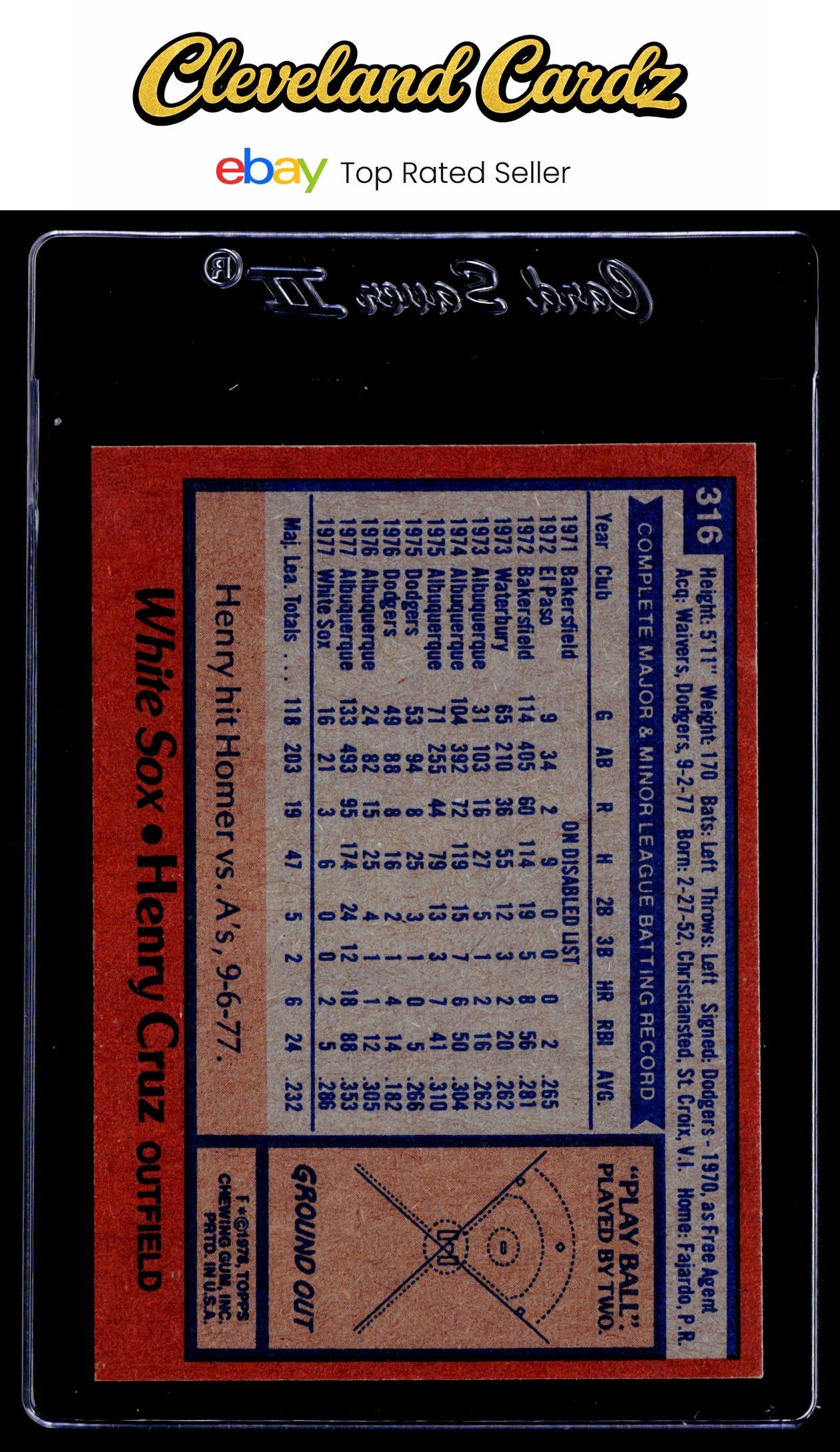 1978 Topps #316 Henry Cruz