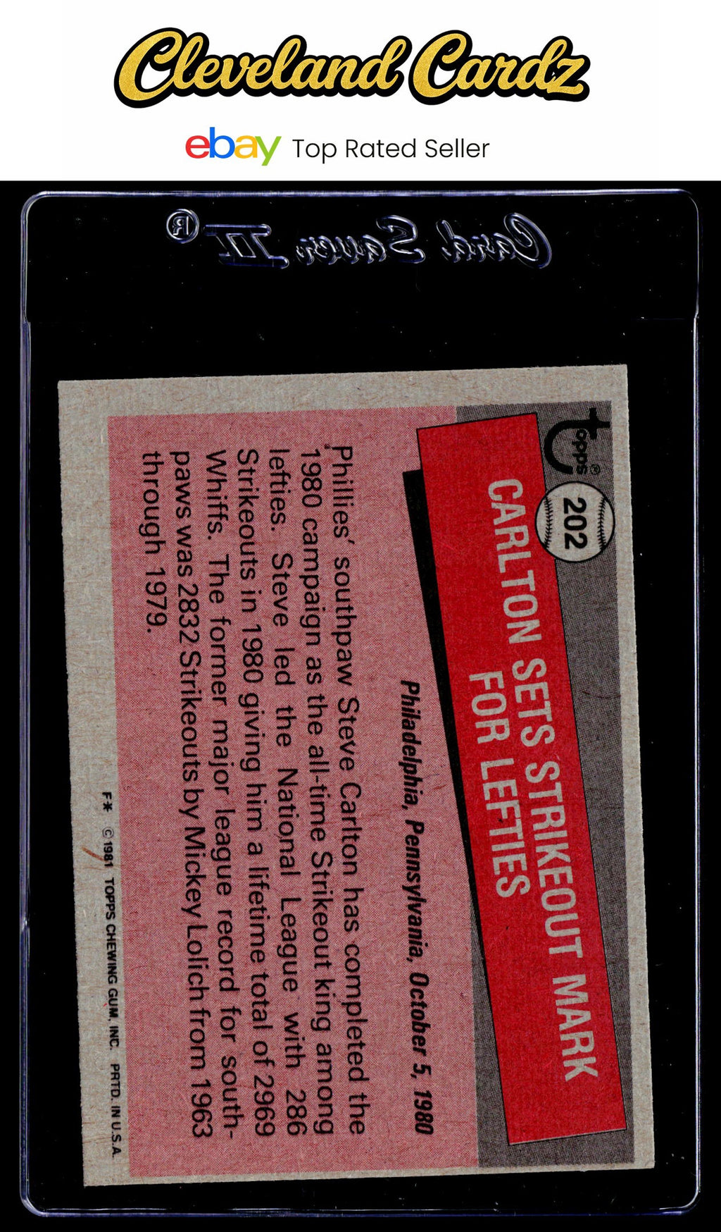 1981 Topps #202 Steve Carlton