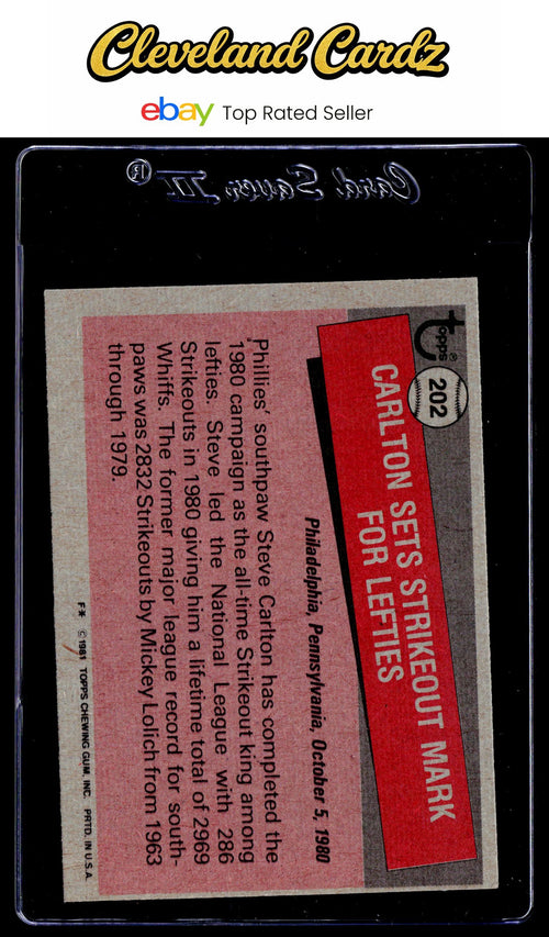 1981 Topps #202 Steve Carlton