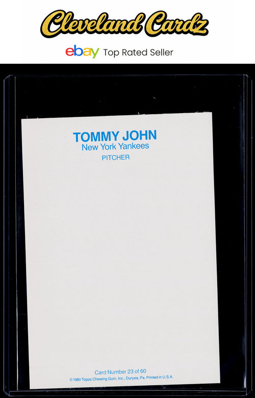 1980 Topps Superstar Photos (White Backs) #23 Tommy John