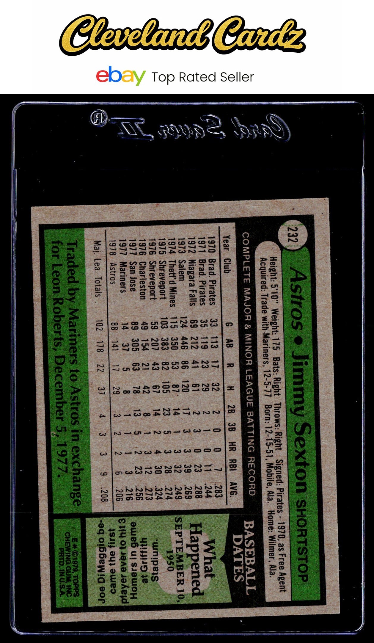 1979 Topps #232 Jimmy Sexton RC