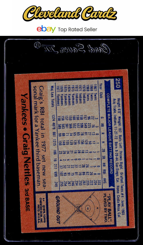1978 Topps #250 Graig Nettles