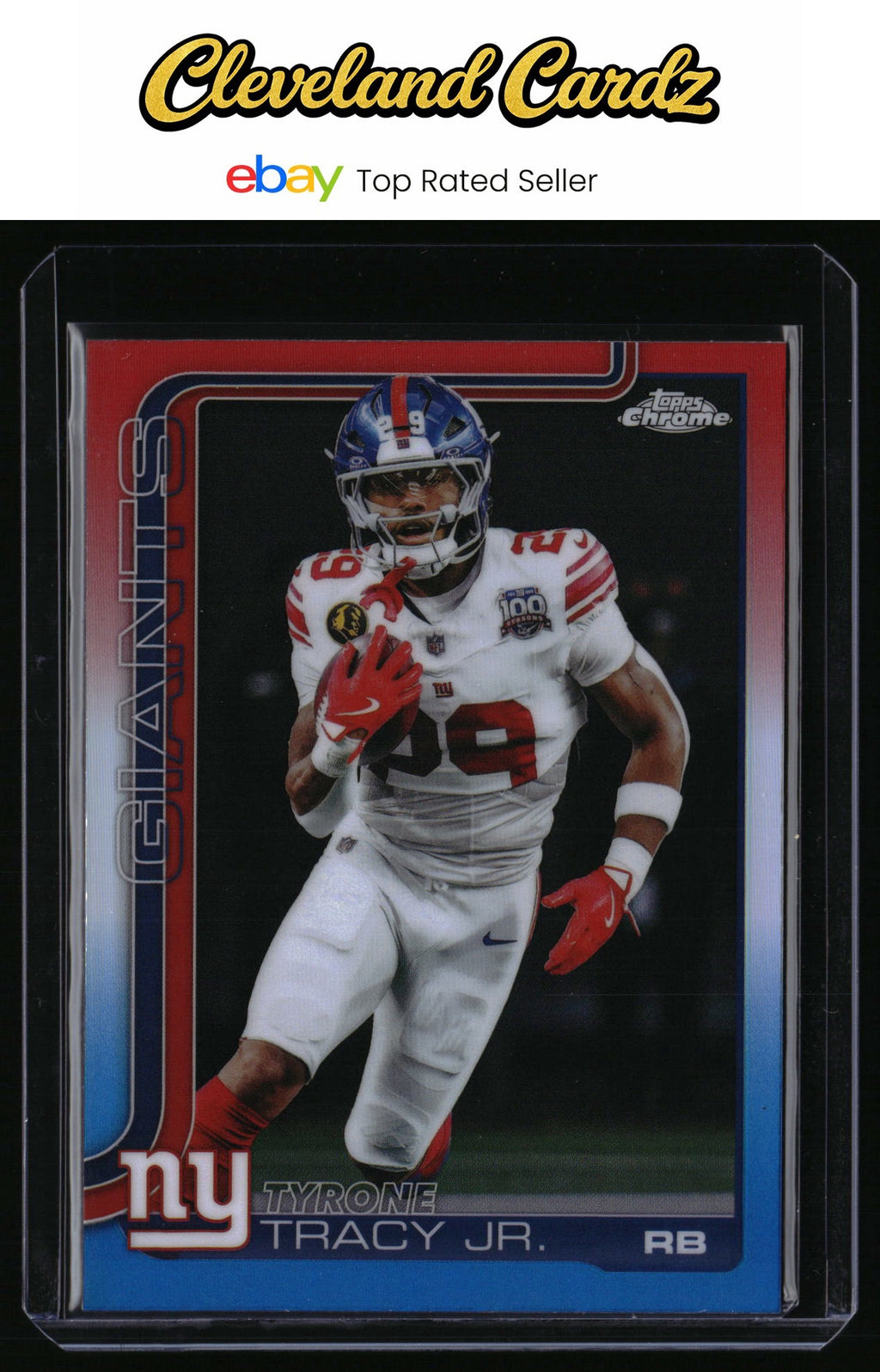 2025 Topps Chrome #228 Tyrone Tracy Jr. Red White and Blue Refractor