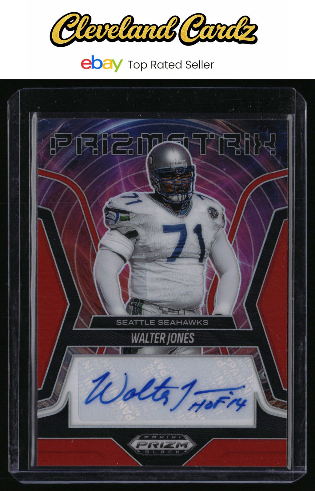 2025 Panini Prizm Black #PS-WJS Walter Jones Prizmatrix Auto Red Prizm #/99