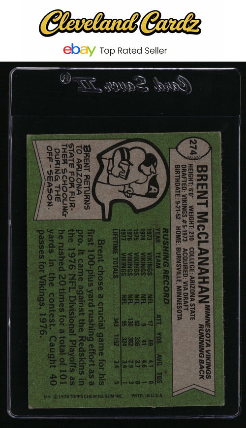 1978 Topps #274 Brent McClanahan