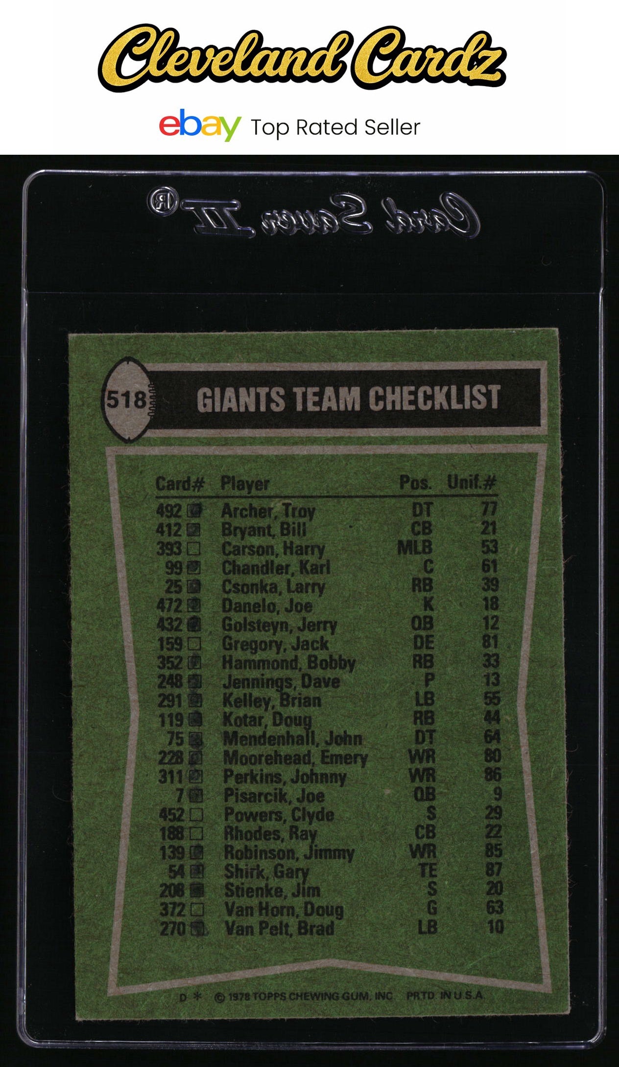 1978 Topps #518 B. Hammond/J. Robinson/B. Bryant/J. Mendenhall TL, CL