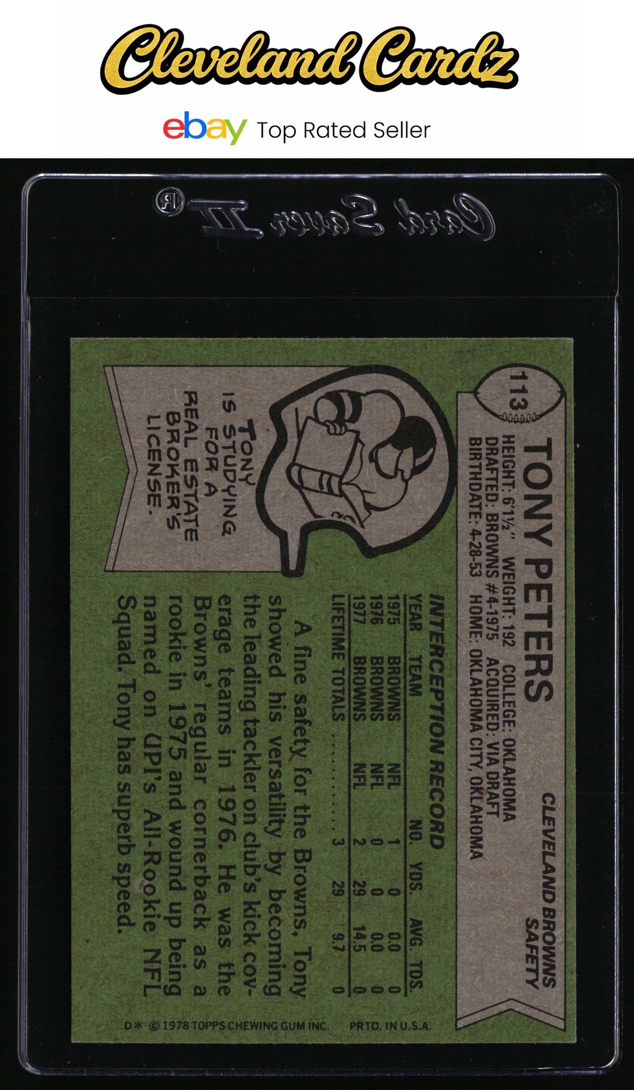 1978 Topps #113 Tony Peters RC
