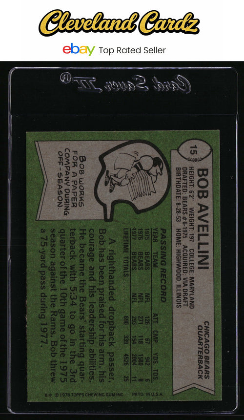 1978 Topps #15 Bob Avellini