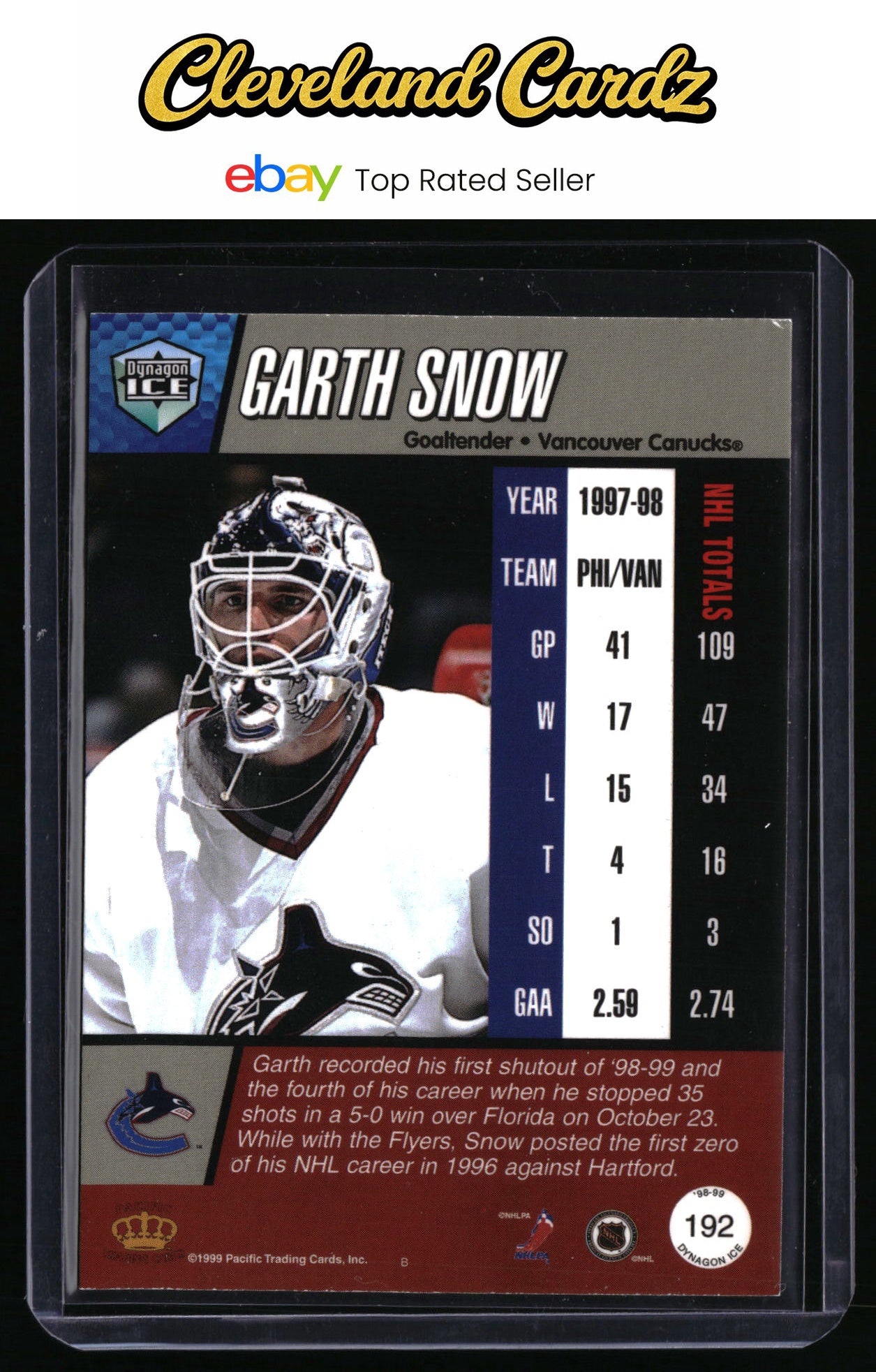 1998-99 Pacific Dynagon Ice #192 Garth Snow
